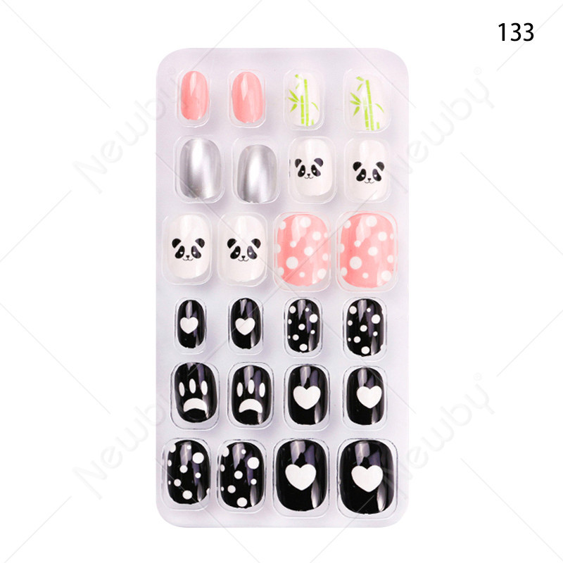Finished nail sheets for children, 24 pieces of nail patches, cartoon Christmas fake nails, detachable nail stickers with adhesive backing pic 25