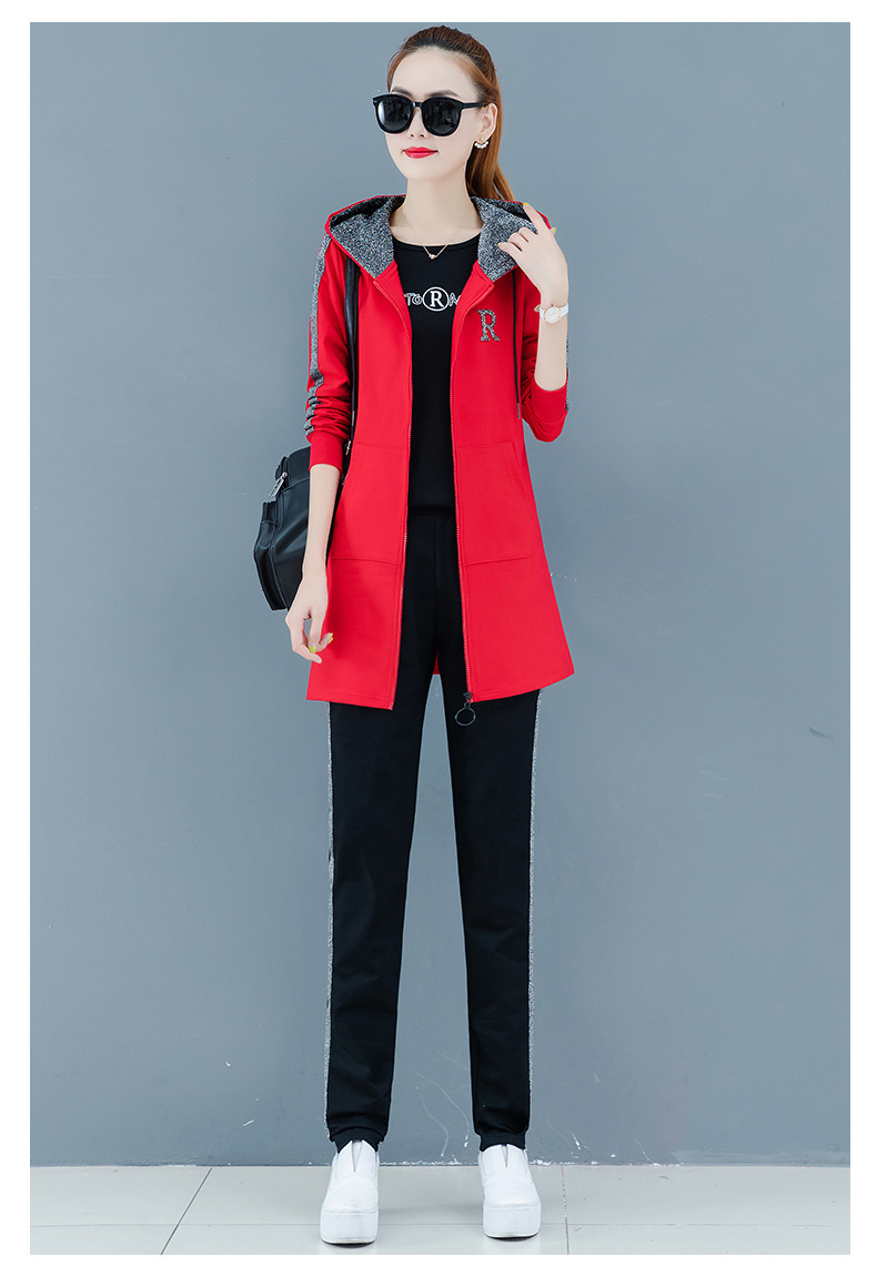 运动套装女春秋季2020新款宽松时尚卫衣三件套大码长袖跑步休闲服详情19