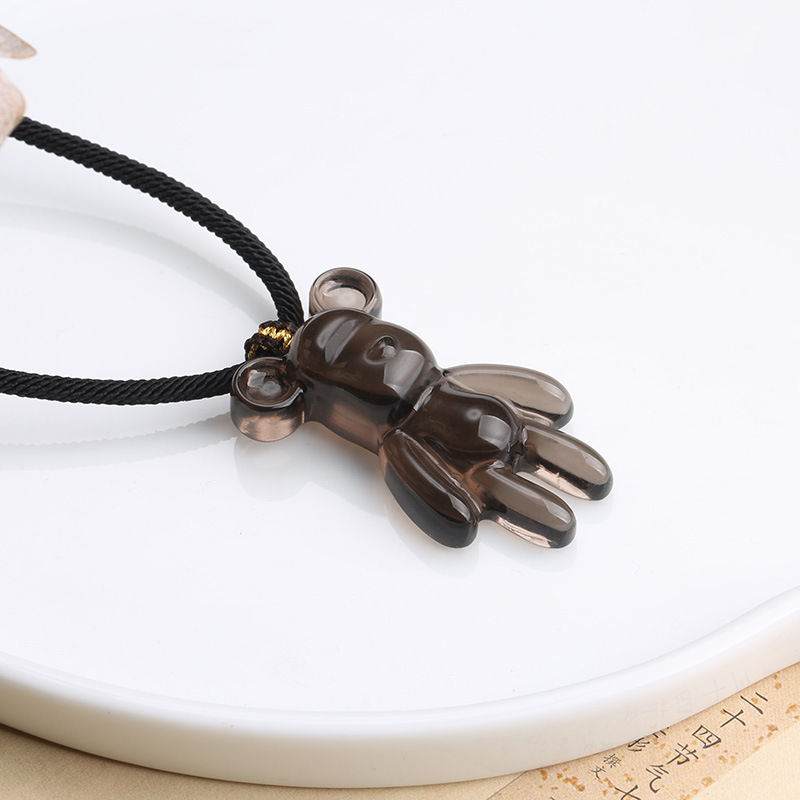 New ice variety violent bear pendant, natural high-ice obsidian bear brined rope necklace, internet-famous bear sweater chain pic 6