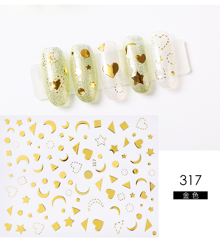 New Instagne-style star and moon nail stickers, Japanese and Korean waterproof and long-lasting gold-embossed 3d nail stickers and nail decals pic 18