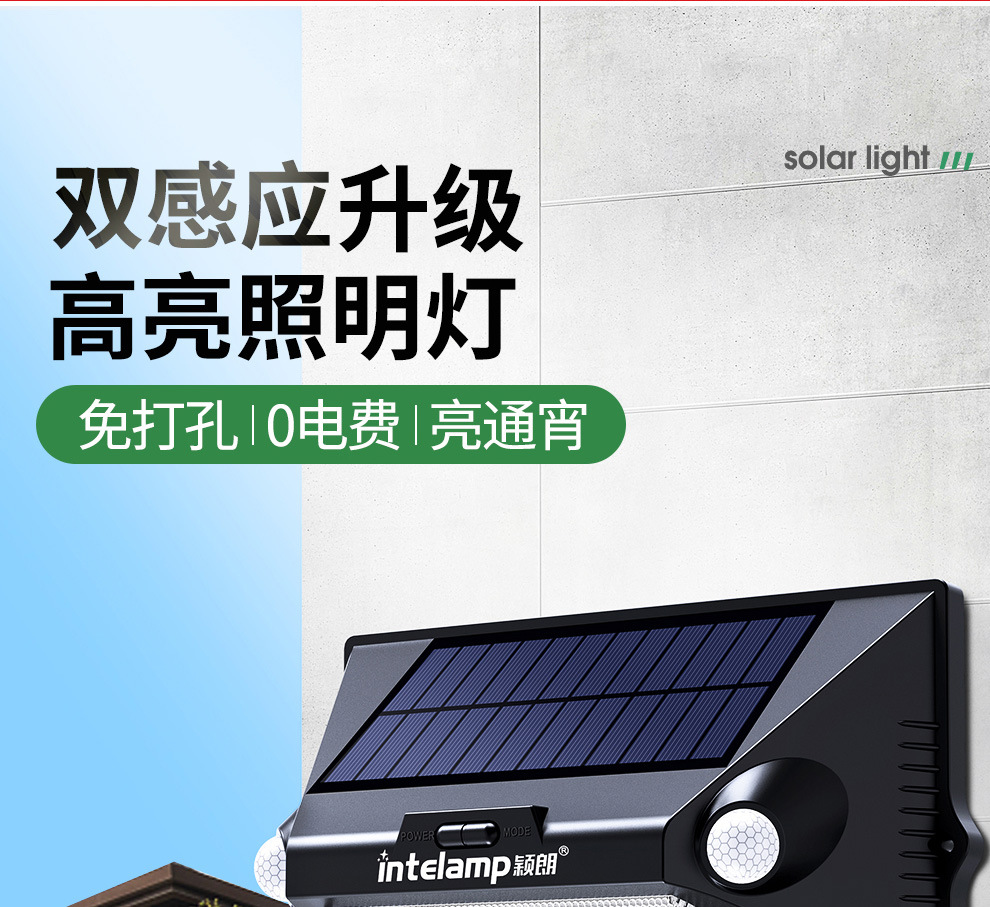 新太阳能灯人体感应家用户外照明led防水花园庭院壁灯天黑自动亮详情1