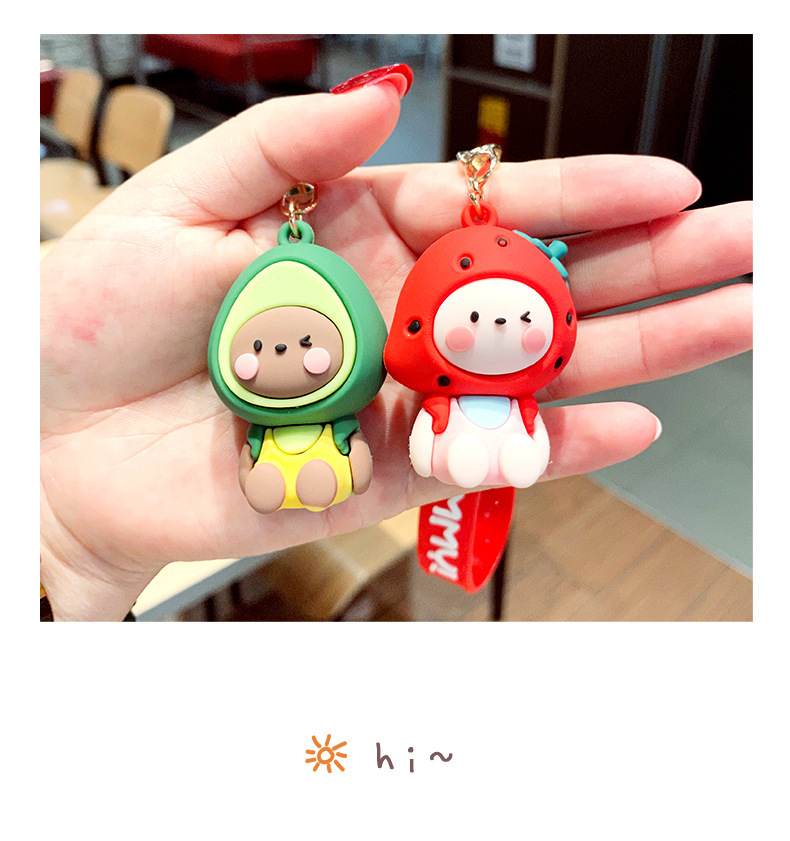 钥匙扣女可爱卡通动物水果软胶公仔汽车钥匙扣书包挂件小饰品批发详情9