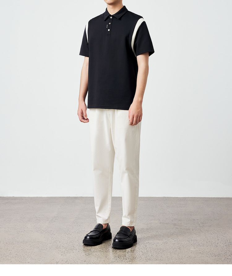 墨麦客250g横纹肌理短袖polo衫男2025夏新款简约撞色男士t恤71245详情29