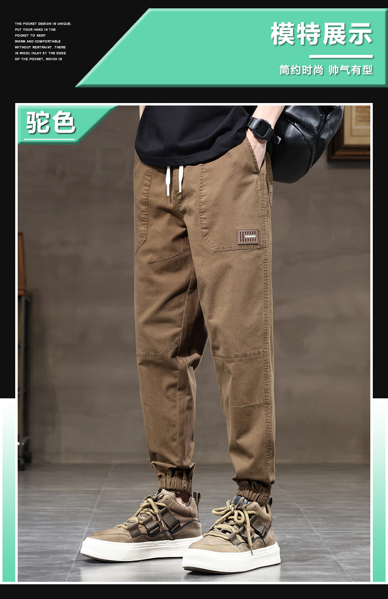 2024时尚薄款工装裤男多兜束脚长裤潮牌宽松百搭男生哈伦裤子男生详情8