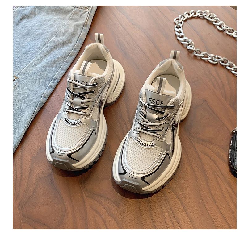 单网透气老爹鞋女2024年新款潮牌拼色厚底小个子百搭休闲运动鞋详情33