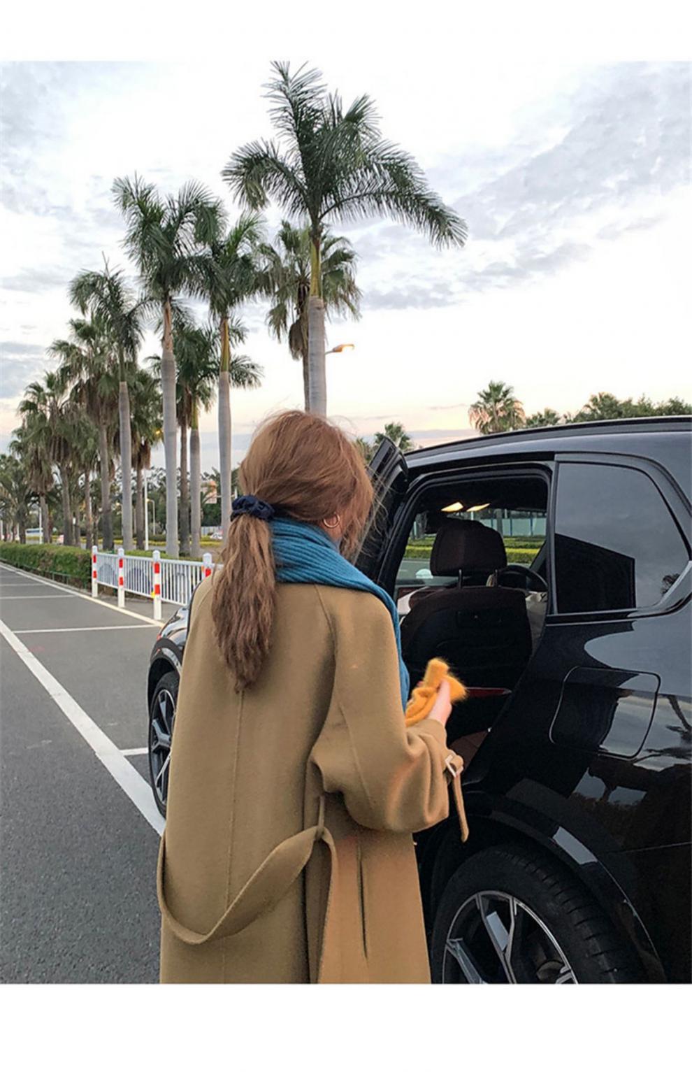 驼色毛呢外套中长款2022秋冬季韩版宽松气质双面呢羊绒呢大衣女详情15