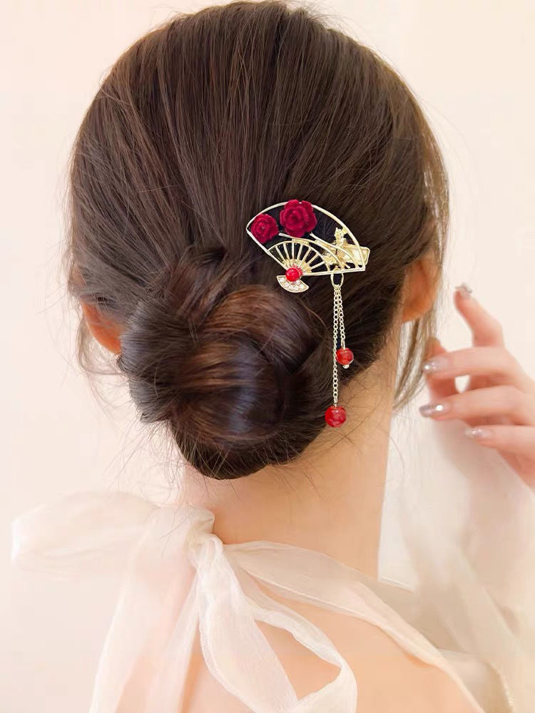 New Chinese-style alloy hair clips, plum blossom tassels, bangs clips, elegant hair clips, bride cheongsam, duckbill clips, and headwear for women from the national trend series pic 23
