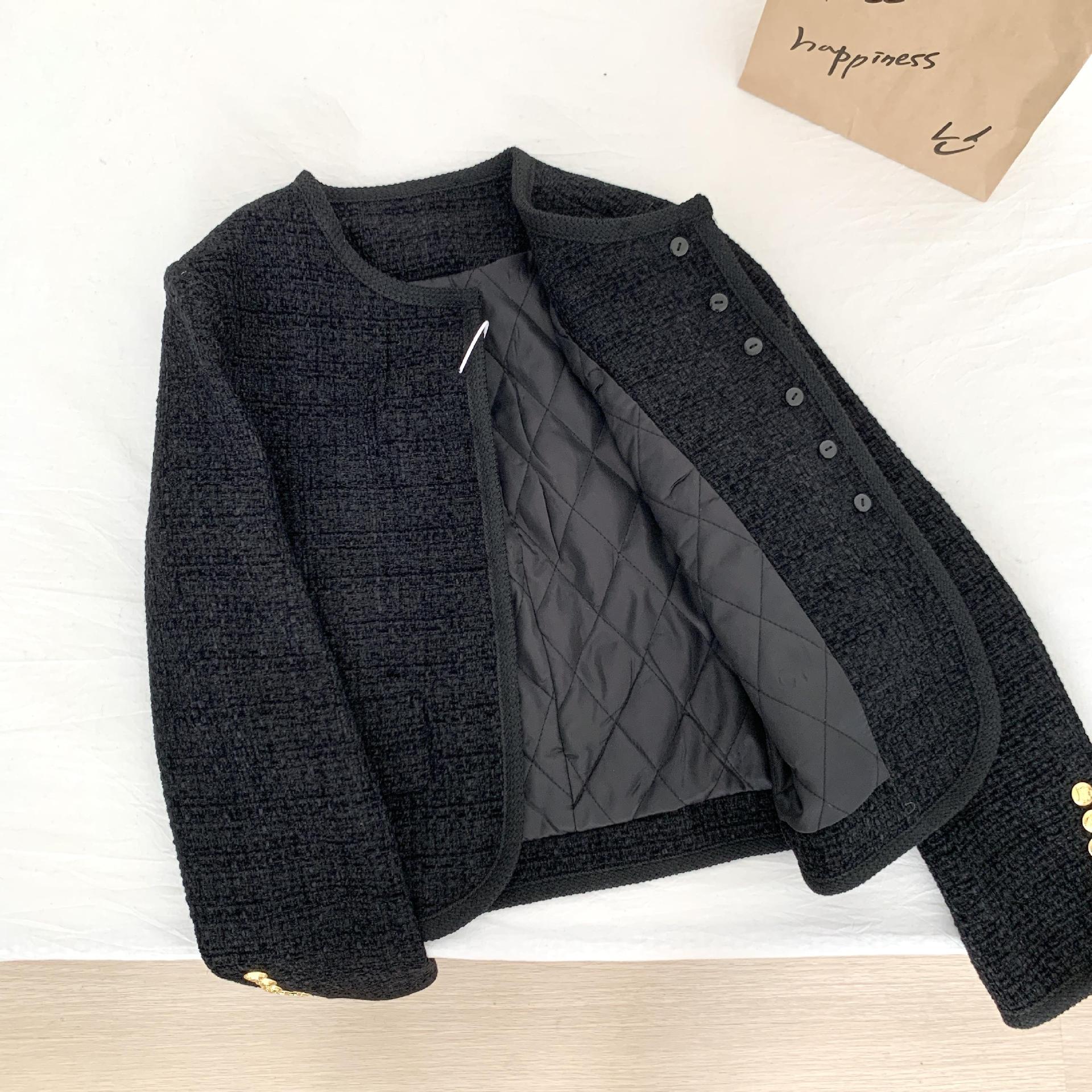 同款~黑色小香风短外套女23秋冬新款粗花呢六扣双口袋详情18