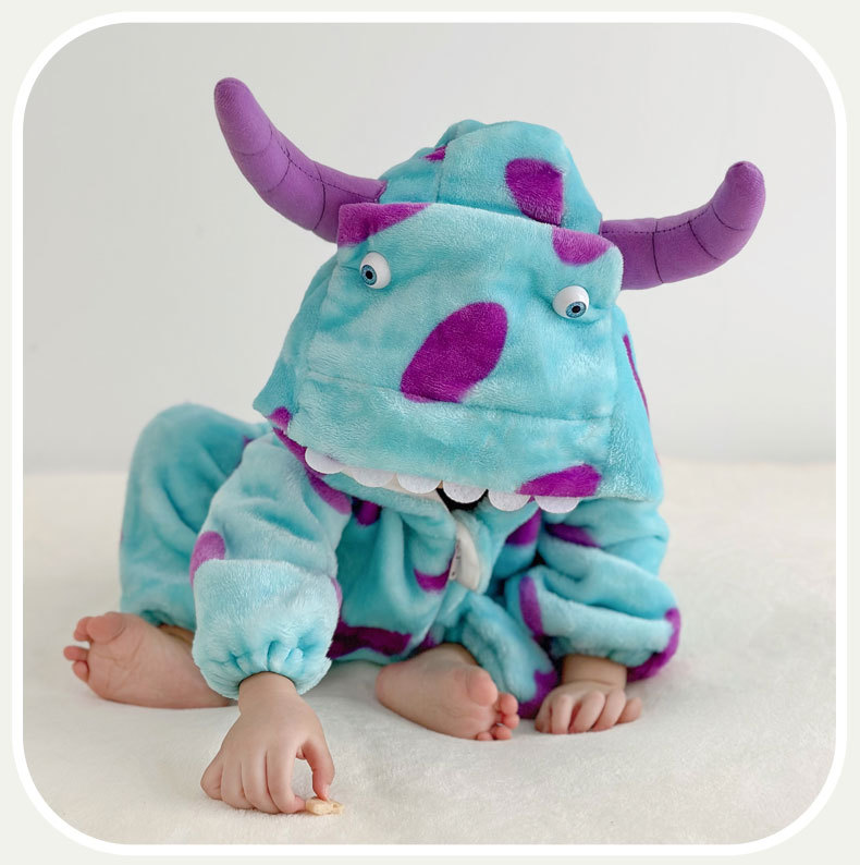 跨境新生婴儿衣服春秋宝宝连体衣法兰绒保暖可爱超萌居家连体睡衣详情9