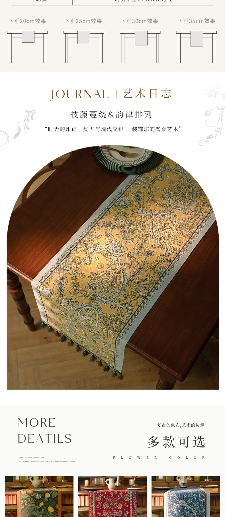 Cool Happiness American retro style, fashionable, simple, elegant and high-end, long tablecloth, colored jacquard, high-end, tassel, home coffee table, tea flag, high-end chest of drawers, table flag pic 39