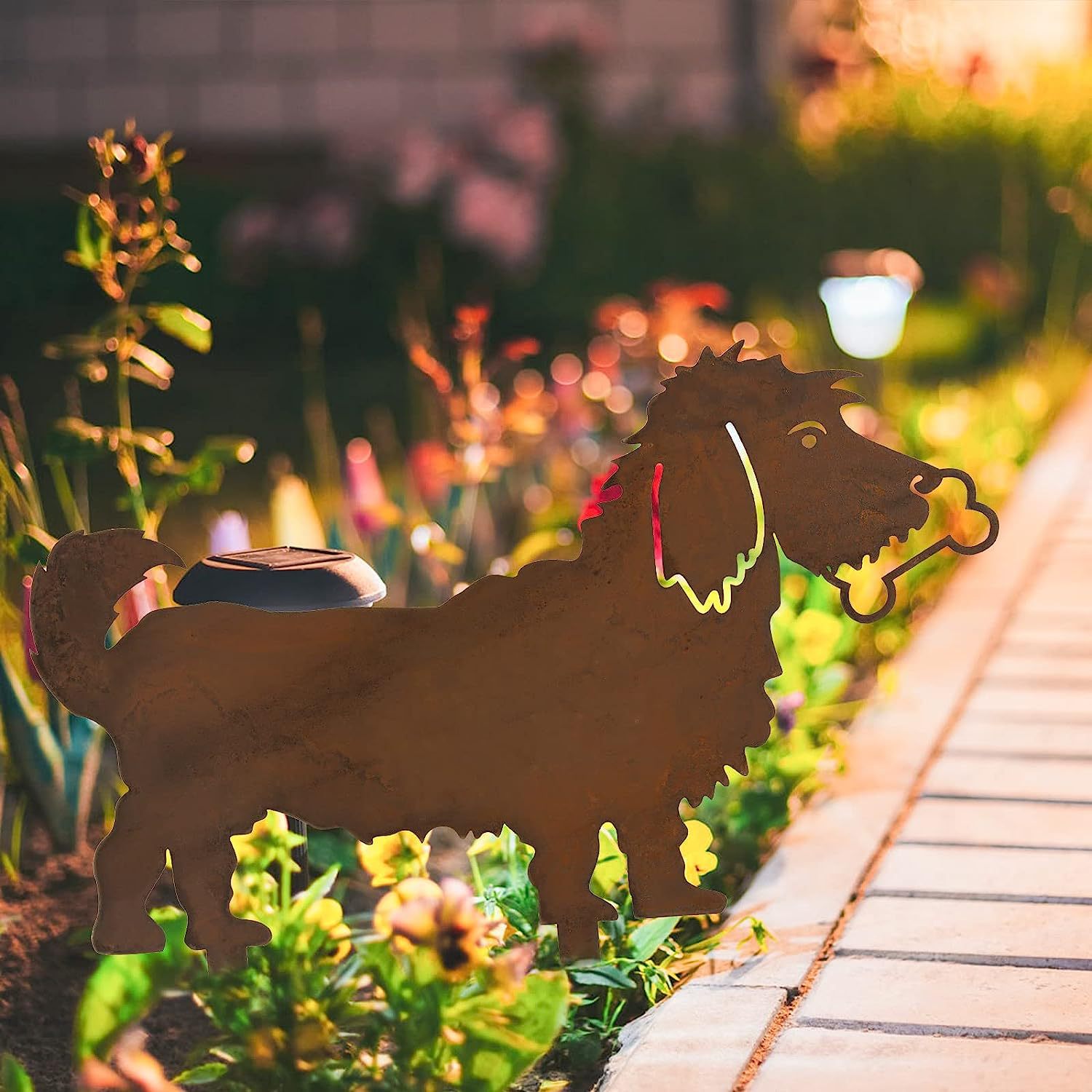 跨境生锈的独角兽小狗剪影圣诞装饰铁艺花园剪影金属庭院工艺品详情10
