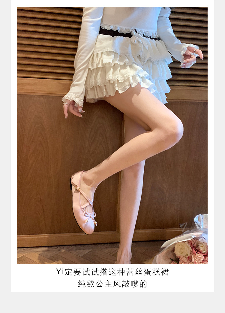 羊皮版~葡萄妈同款少女蝴蝶结交叉带芭蕾舞鞋平底玛丽珍鞋女单鞋详情12