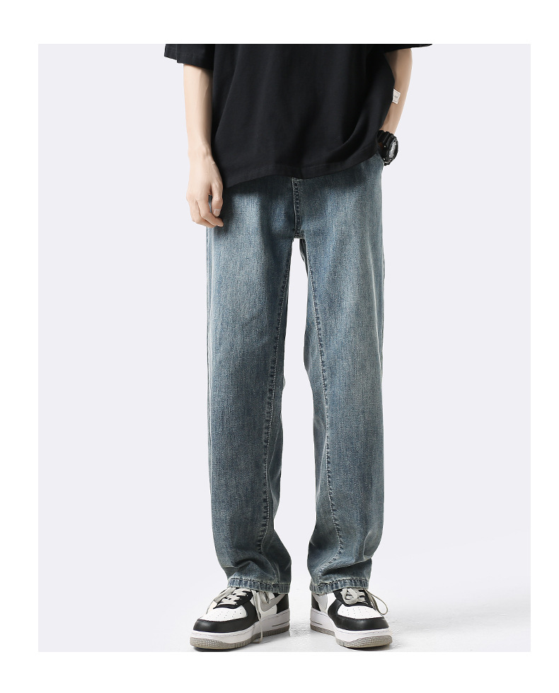 Guangzhou Xintang ultra-thin washed wide-leg elastic waist long pants for men and men, autumn, spring and summer, thin straight leg style pic 20