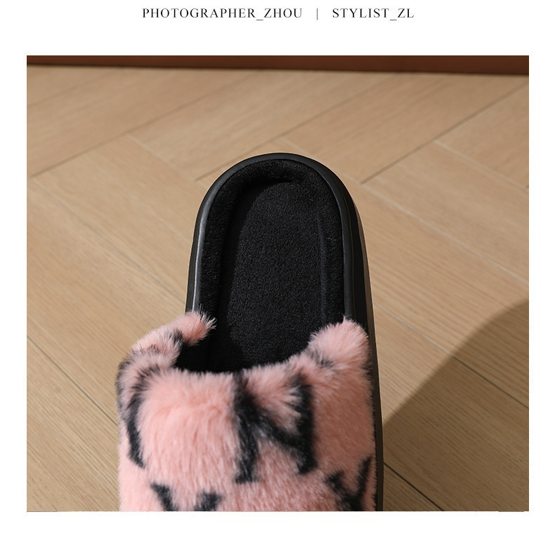 毛毛拖鞋女2024年春季新款室内厚底开口棉拖鞋批发秋冬季可外穿潮详情12