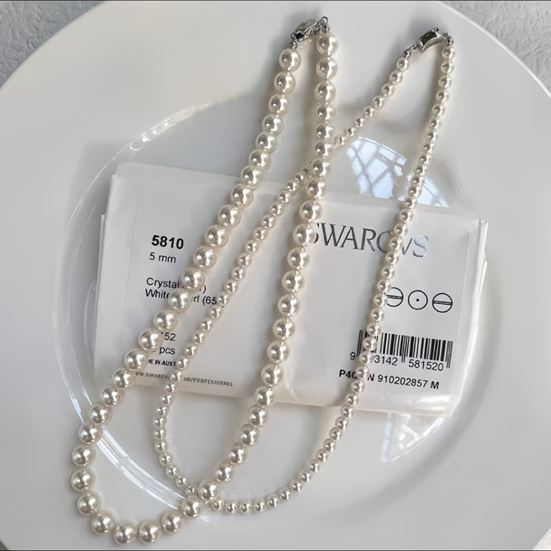 施家仿澳白珍珠项链女轻奢小众高级感春夏气质叠戴锁骨颈链2024详情9