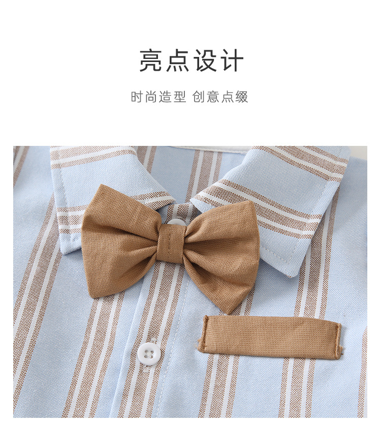 ins baby clothes summer striped short-sleeved A-class stylish baby body clothing Korean version gentleman baby outdoor crawling clothes pic 17