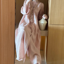 现货OfAki”新中式前后两穿撞色旗袍连衣裙女印花鱼尾背心裙详情5