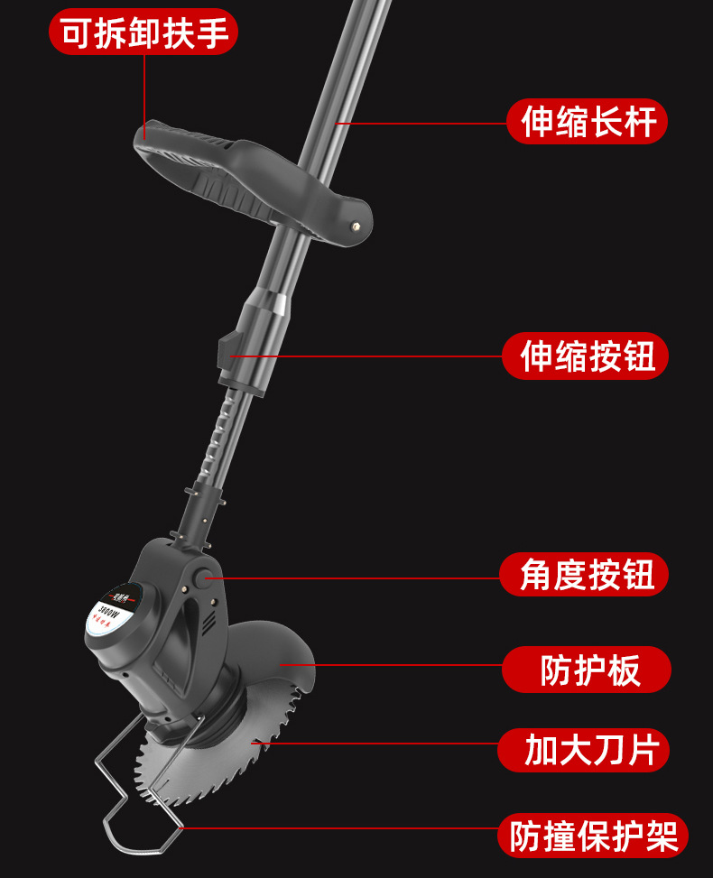 Puxi lithium battery lawn mower, electric lawn mower, small multi-functional household charging, handheld for pruning branches and weeding pic 19