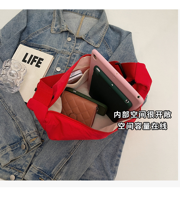 防水尼龙布袋斜挎包2024新款百搭饺子包简约百搭大容量上课单肩包详情6