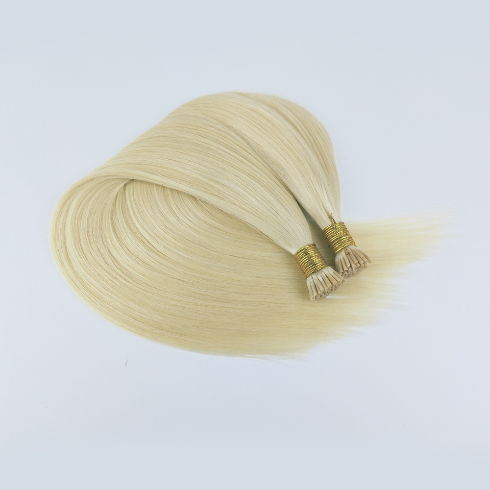 European and American hair extension I tip hair extension rubber head hair extension straight hair #60 blonde pic 8