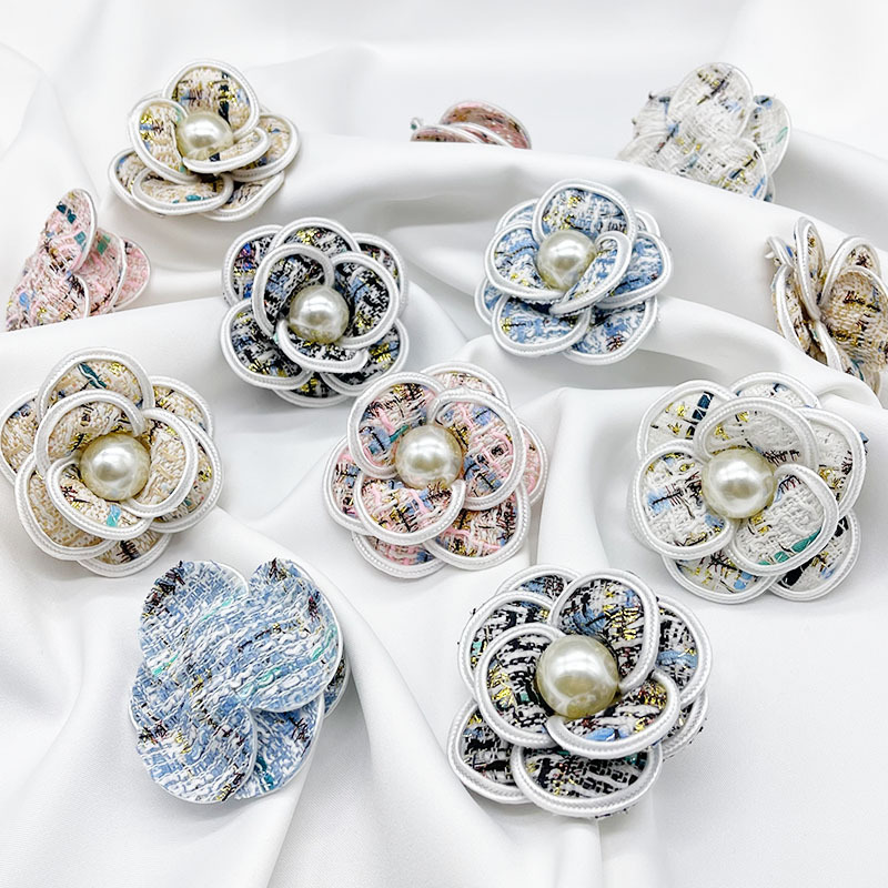 Xiaoxiangfeng rolled flower fabric camellia three-dimensional flower diy accessories, handcrafted flower clothing semi-finished products, shoes, bags and accessories pic 4