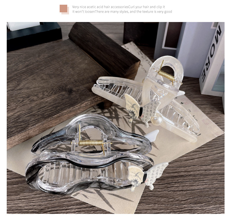 新款发饰抓夹云朵仿古风亚克力材质大号后脑盘发夹一字款头饰发卡详情2