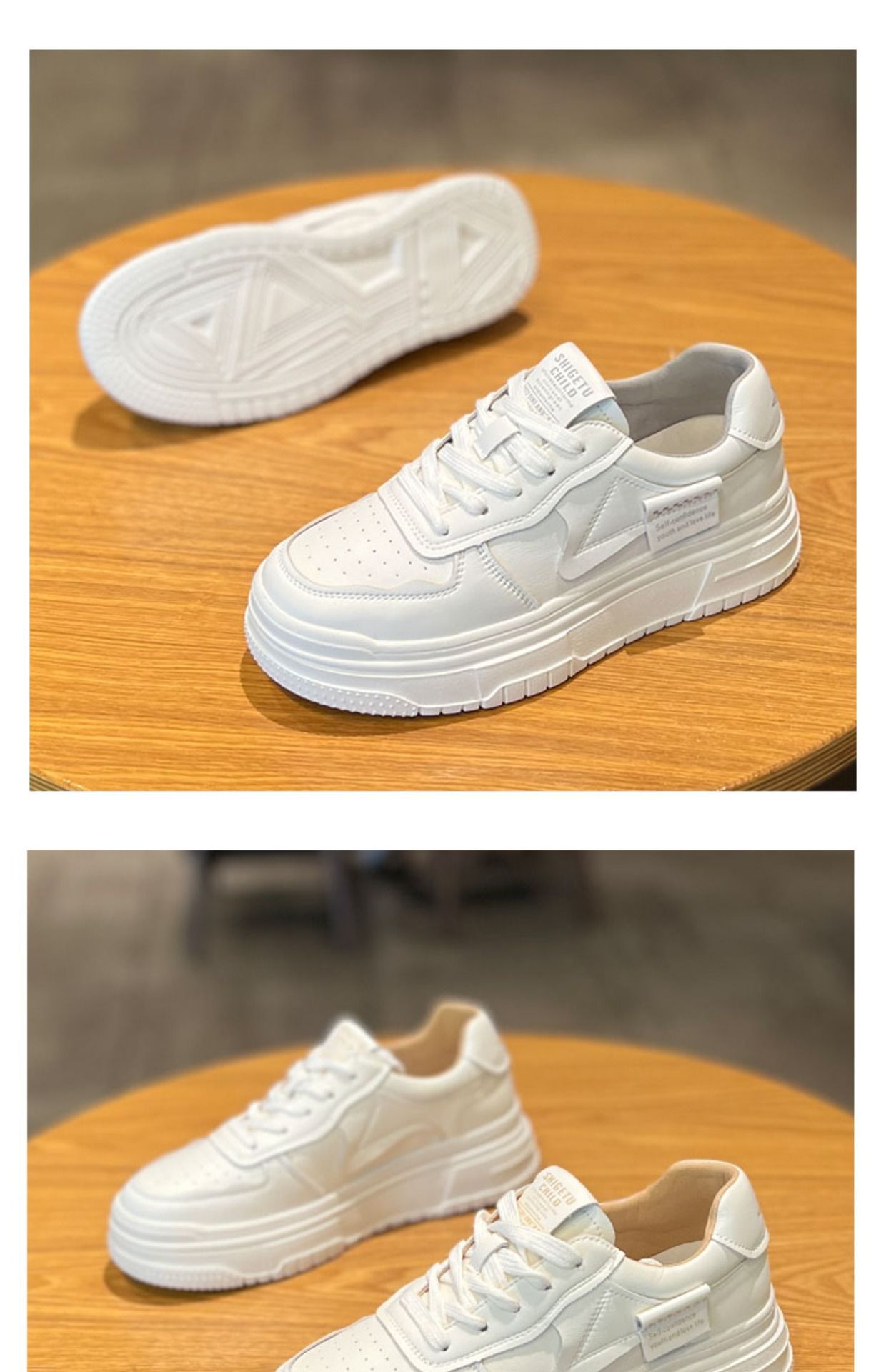 华耀时尚板鞋女2024年秋季新款厚底增高透气休闲百搭运动小白鞋潮详情13