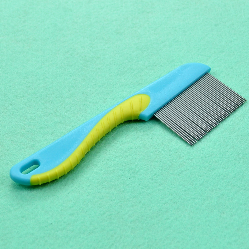 Pet comb, long needle, dense teeth, flea comb, colorful plastic grooming comb, pet stainless steel needle pic 5