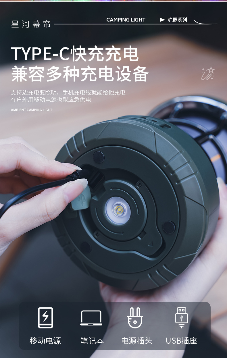 新款复古露营灯手提灯户外照明灯充电帐篷灯营地灯KXK-909详情13