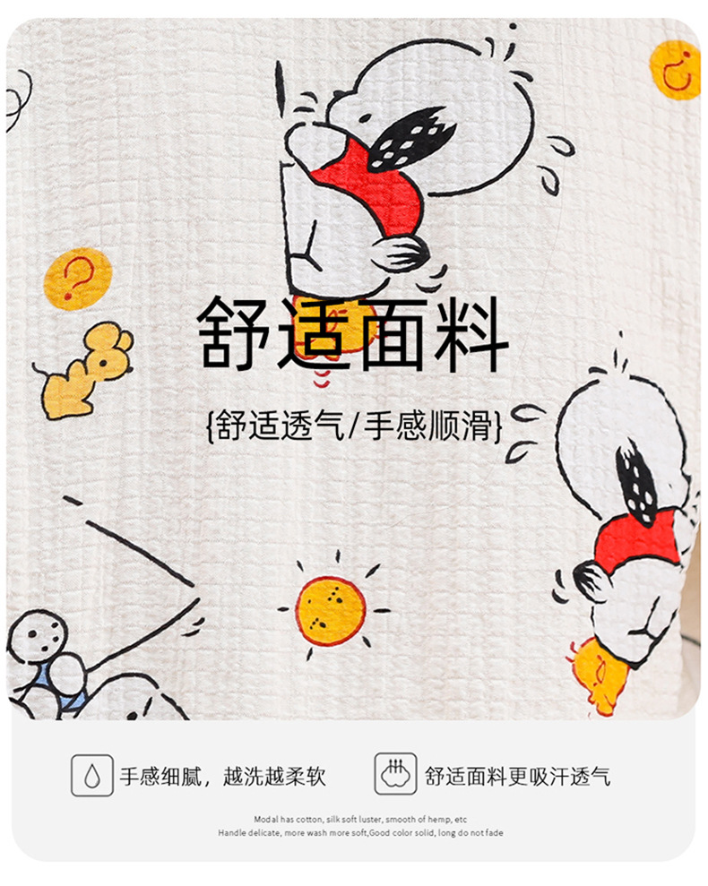 2023女童睡衣儿童夏季短袖短裤泡泡绉布套装女孩开衫大童家居服夏详情7