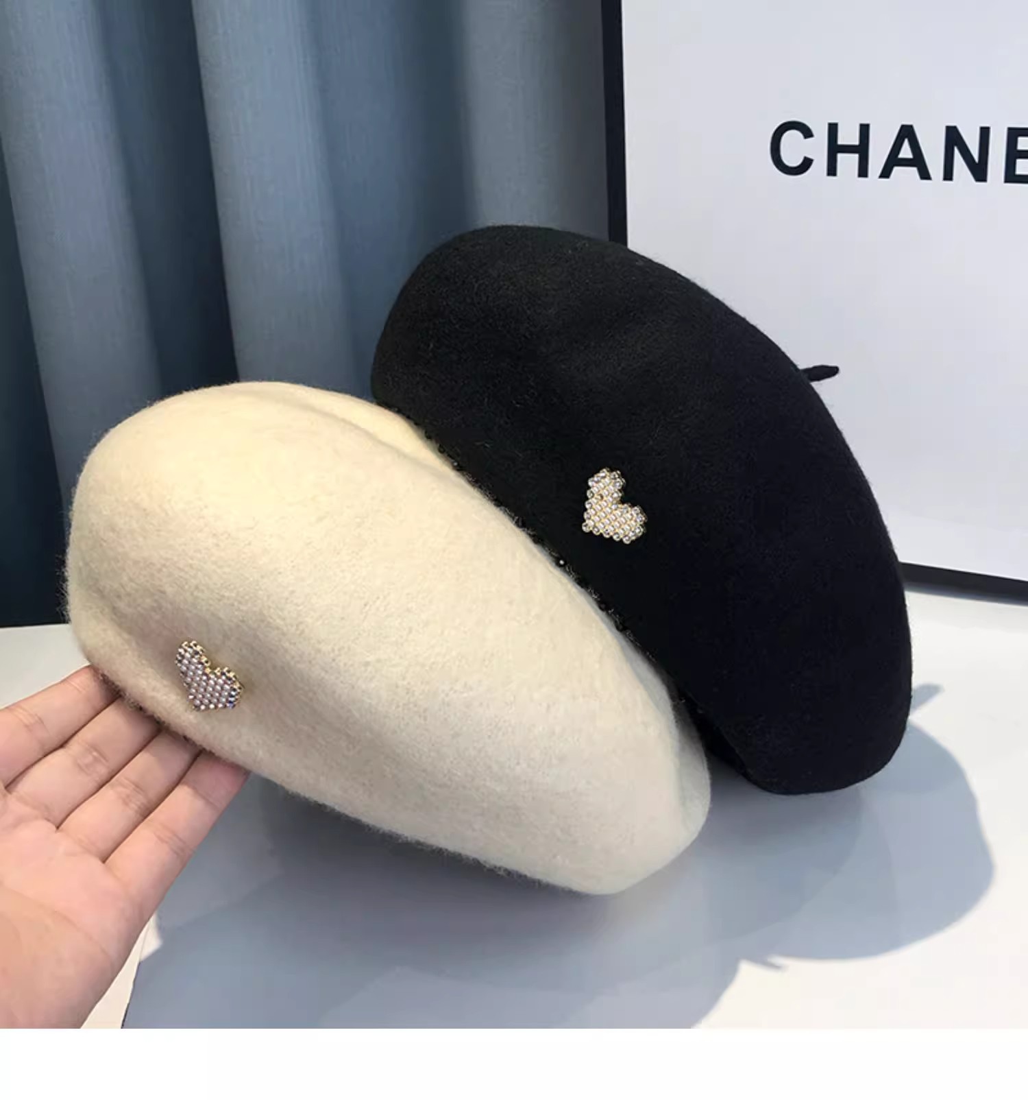 小众设计感贝雷帽女秋冬保暖毛呢帽子显脸小画家帽日系复古南瓜帽详情5
