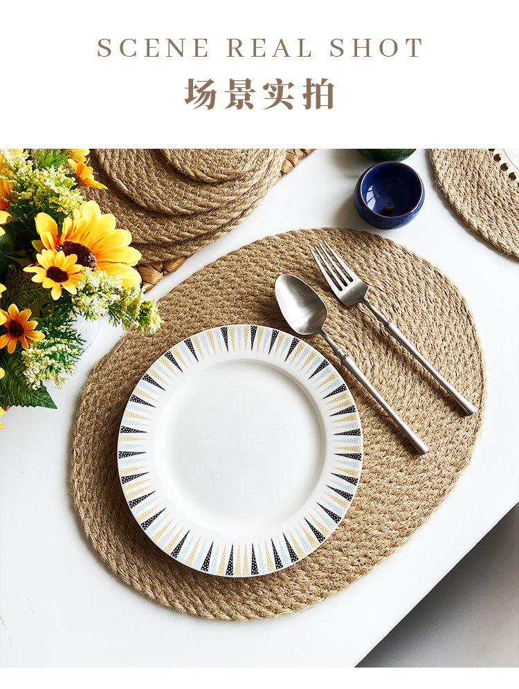 Chao Du coarse jute heat insulation pad, ins style semi-hand-woven, fashionable, simple and elegant, high-end placemats, linen heat-resistant plate pads, household heat-resistant clay pot pads, placemats, coasters, heat insulation pads pic 11
