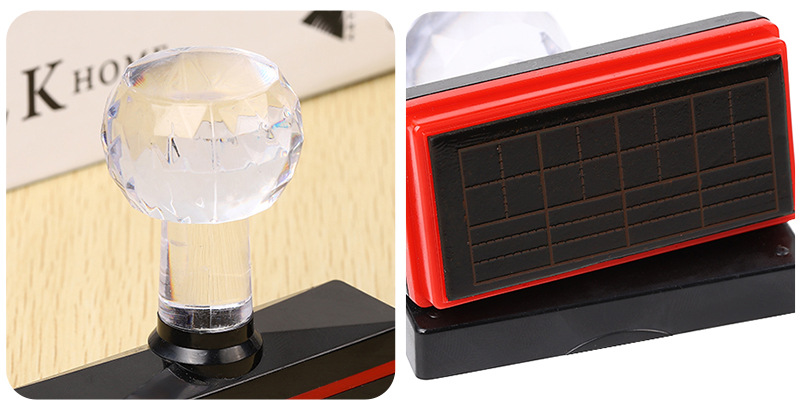 经典复古亚克力手柄塑料印章拼音英文花纹印章田字格系列学生印章详情11