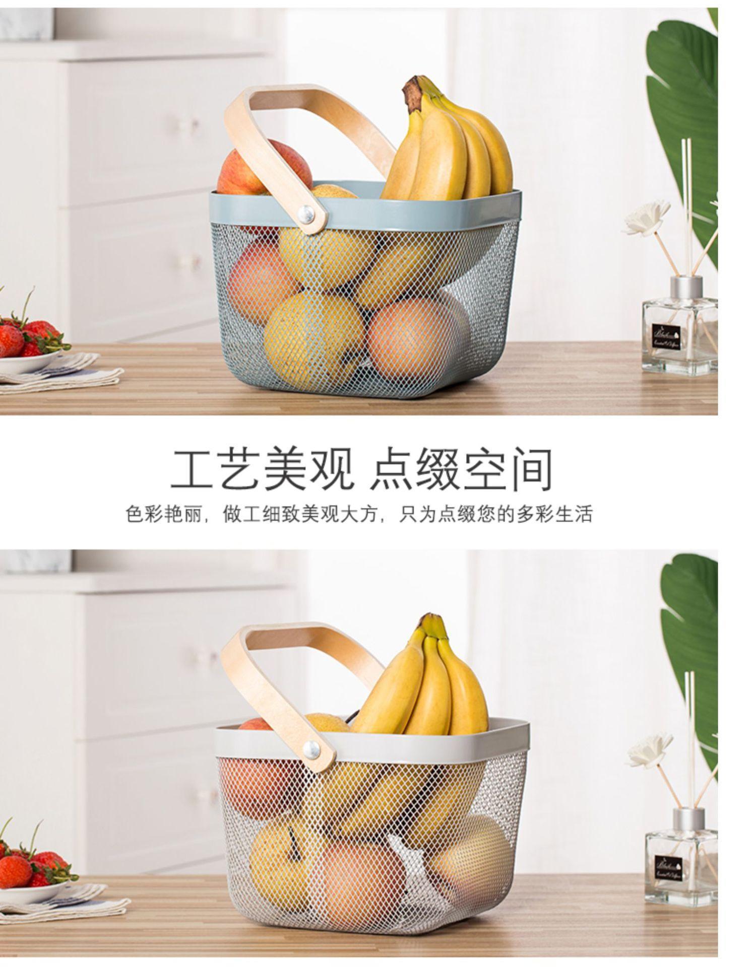 厂家直销北欧铁艺菜篮子厨房收纳筐水果篮桌面零食果蔬小篮子家用详情7