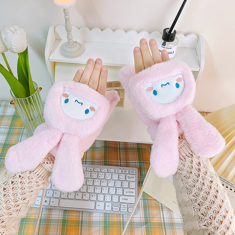 2022 Glove Girl Winter Laurel Dog Cute Korean version student cycling thickened windproof driving gloves for winter pic 10