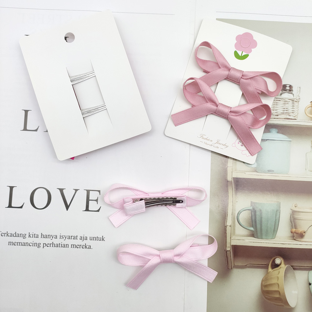 跨境甜美女孩纯色蝴蝶结发夹韩式涤棉氛围感百搭发饰公主刘海头夹详情13