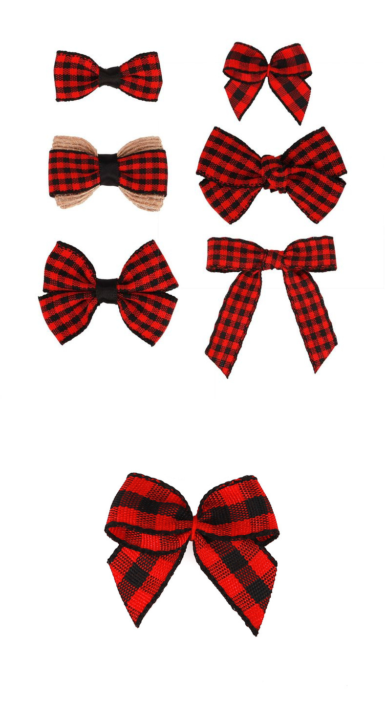 美丝源直销亚玛逊红黑格子蝴蝶结圣诞part装饰丝带格子蝴蝶结详情12