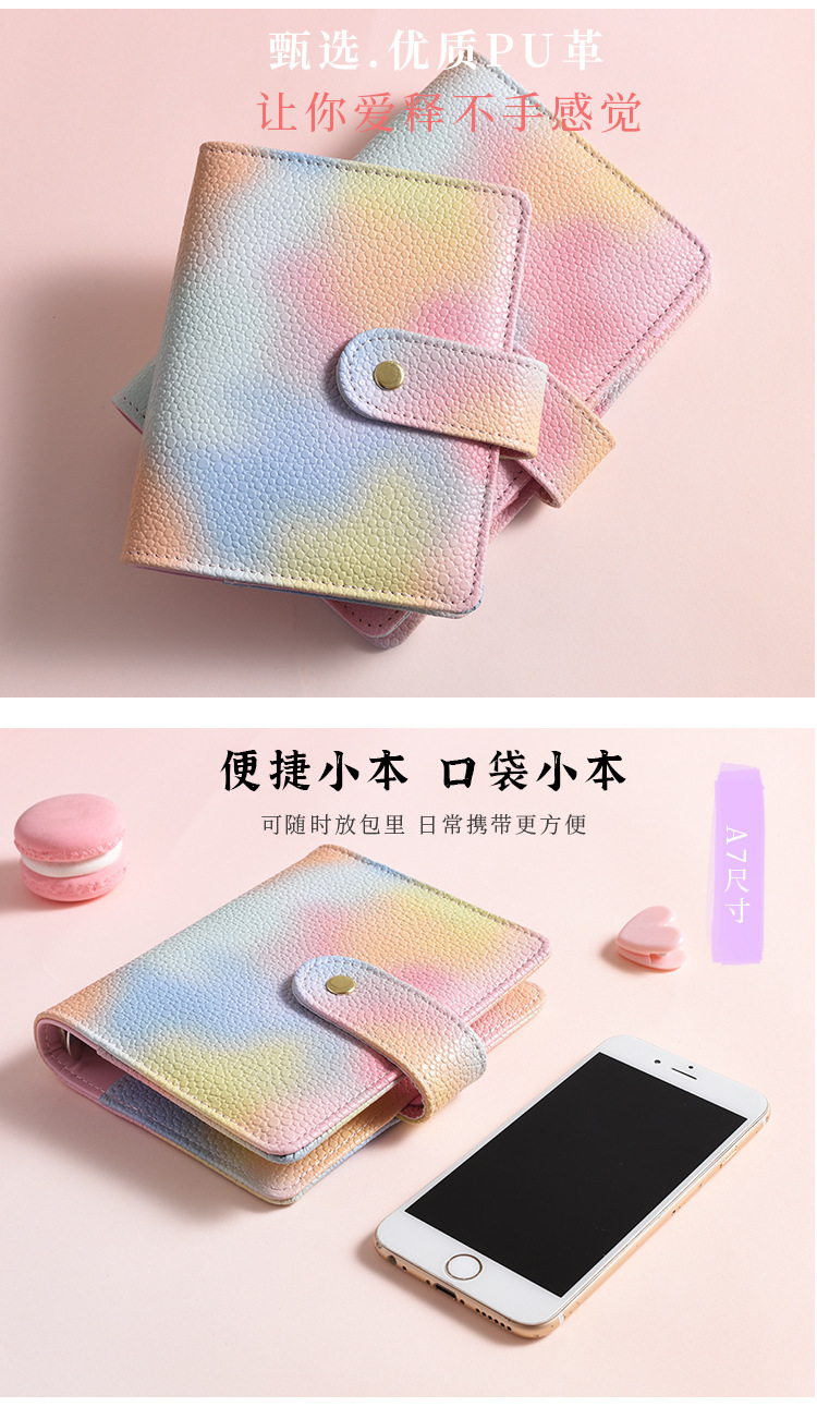 跨境亚马逊A7马卡龙手帐活页笔记本拉链袋现金预算记事本日记本子详情1