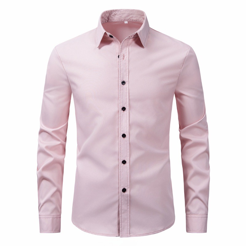 2024 comercio exterior europa y Estados Unidos nueva camisa de hombre moda transfronteriza estilo slim color sólido manga larga hombre top camisa pic 5