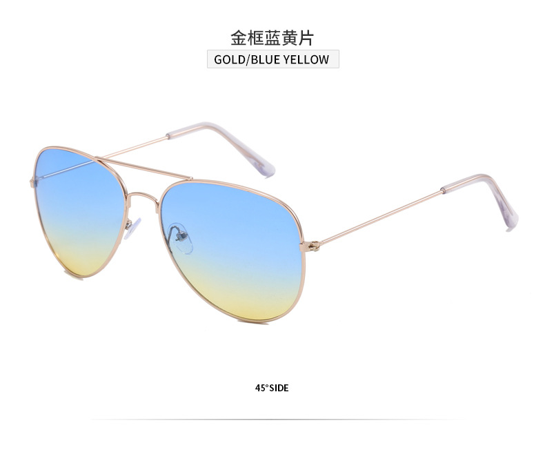工厂批发男款时尚金属框太阳镜多色商务风飞行员蛤蟆通用款墨镜详情10