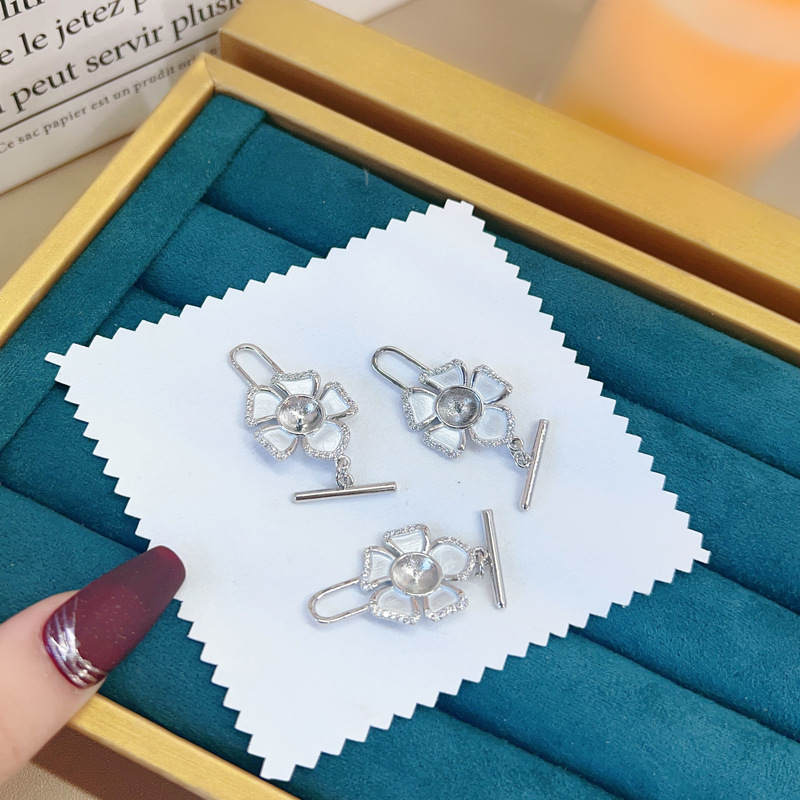 DIY accessory oil-dripping flower ot pearl 8.9mm necklace bracelet accessory, niche style accessory pic 5