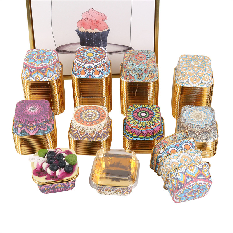 中东款蛋糕纸杯波西米亚风蛋糕纸单面金正方形蛋糕杯详情4
