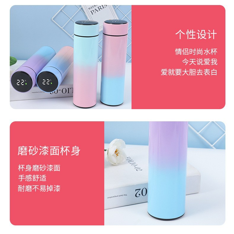新款智能保温杯不锈钢时尚便携水杯渐变测温办公水杯可定LOGO批发详情3