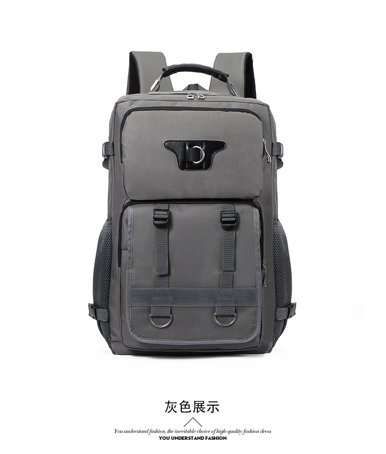 跨境新款个性潮男士功能多帆布双肩包大容量户外透气耐磨旅行背包详情25