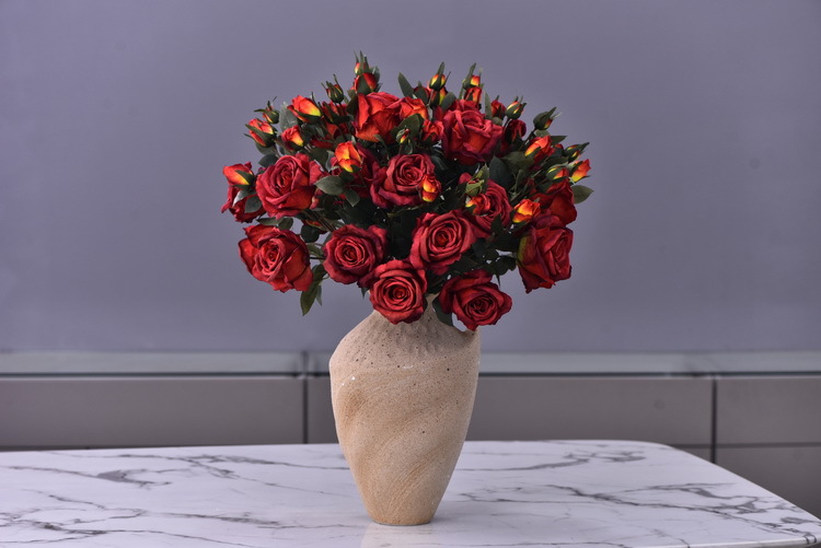 Factory wholesale of 5-head simulated rose with charred edges, retro Greek rose, living room, hotel and homestay photography props rose pic 15