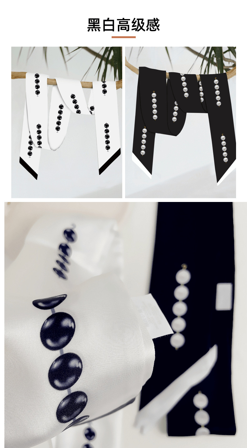 Scarf and silk scarf manufacturer wholesale, cool and stylish, original narrow and long small silk scarves, hair ties, Korean-style ribbons for women pic 7