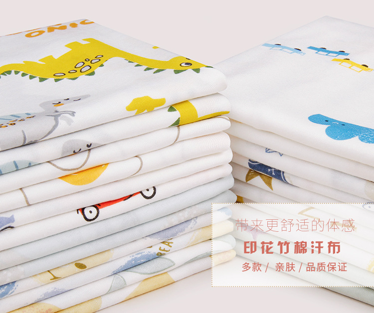 Plain cotton knitted printed bamboo cotton sweat fabric, Class A fabric for infants and toddlers, spring and summer breathable pajamas and crawling clothes fabric pic 3