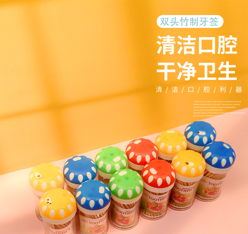 12瓶装一次性双头牙签雪花牙签筒 竹制牙签 地摊货源一元二元批发详情2