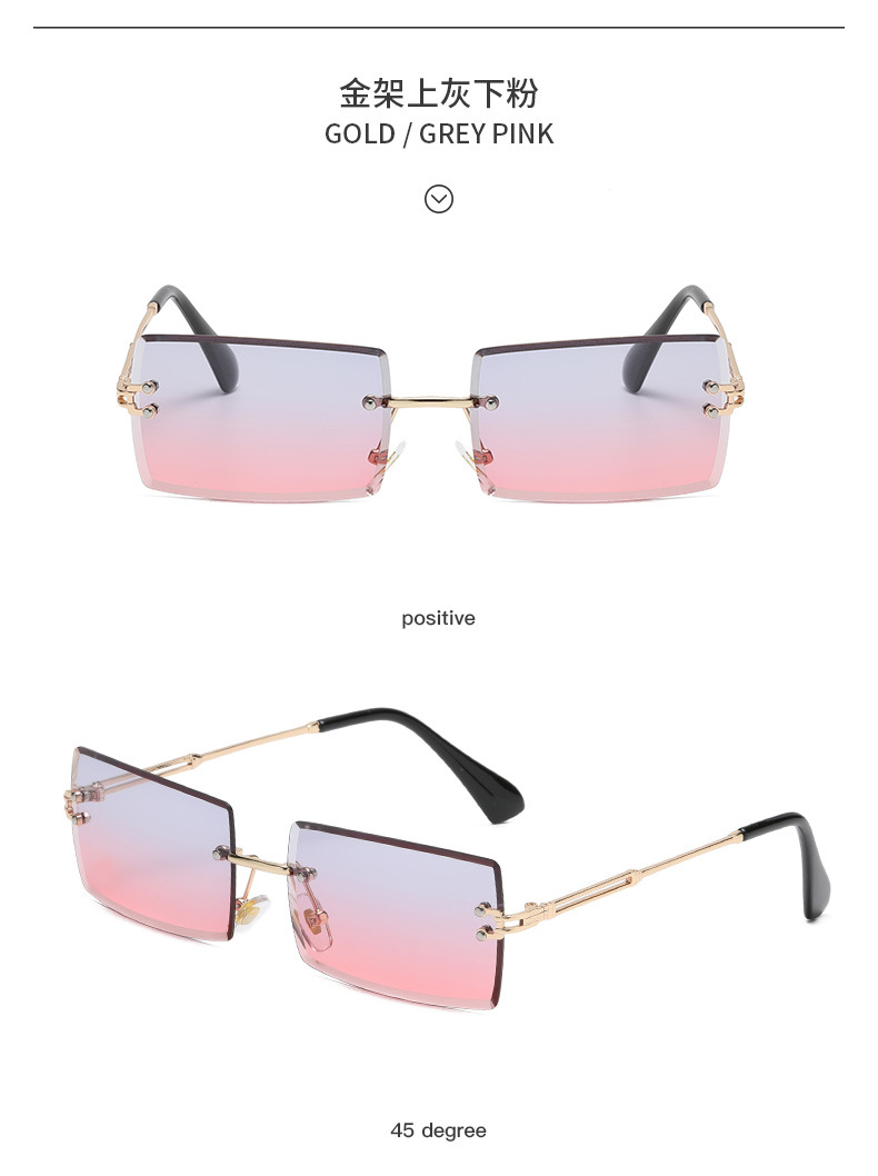 New frameless trimmed square gradient ocean sunglasses, European and American fashion, Instagram-popular street style sunglasses pic 27