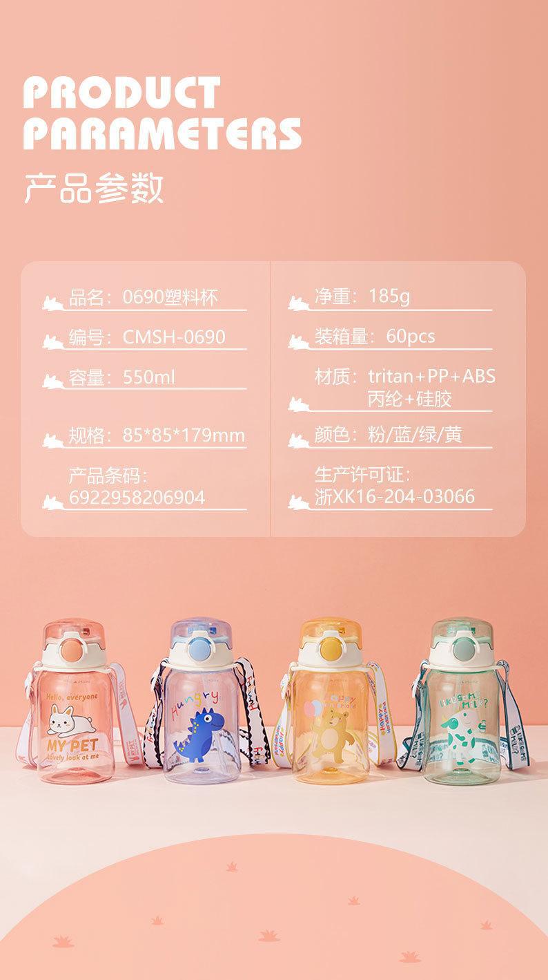 草莓生活Tritan塑料水杯儿童吸管杯卡通杯子夏季学生运动水壶刻详情14